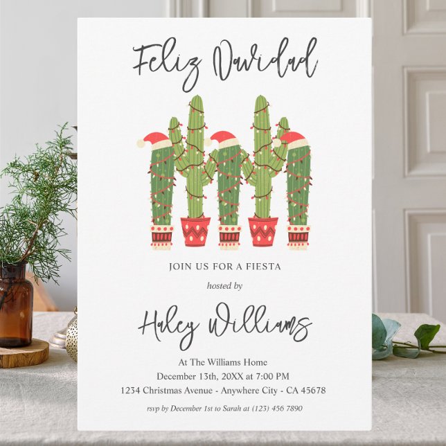 Invitation Joyeux Noël Fête Cactus aquarelle de Noël (Créateur téléchargé)