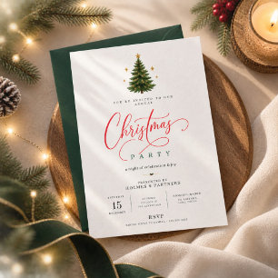 Invitation Joyeux Noël Fête de l'arbre de Noël écriture rou