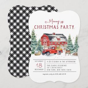 Invitation Joyeux Noël Fête de vacances du camion rouge vin