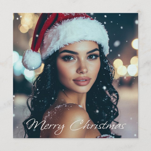 Invitation Joyeux Noël - Fille du Père Noël -  (Devant)