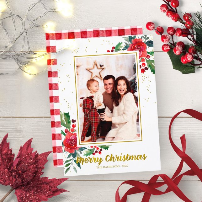 Invitation Joyeux Noël Fleurs rouges Fêtes Photo (Créateur téléchargé)