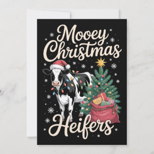 Invitation Joyeux Noël Génisses Vache Chapeau Santa Arbre de 