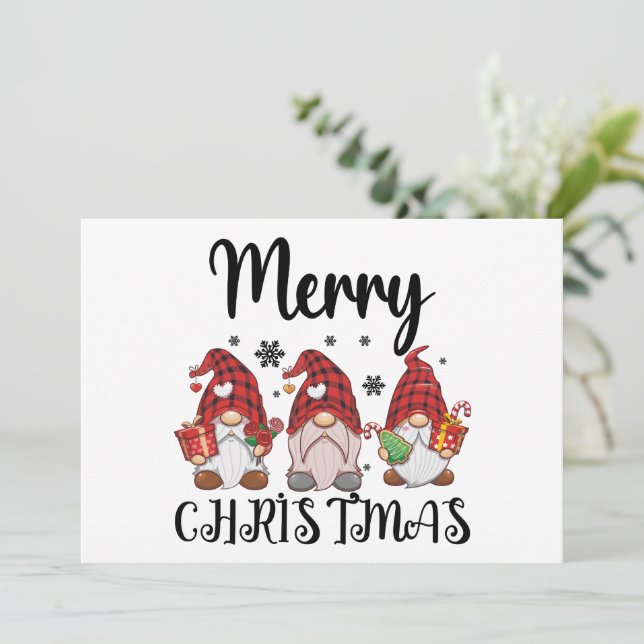Invitation Joyeux Noël Gnomies Gnomes de Noël  (Debout devant)