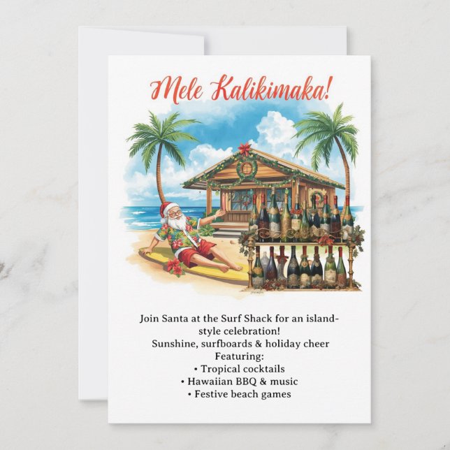 Invitation Joyeux Noël Hawaïen « Mele Kalikimaka ! » (Devant)