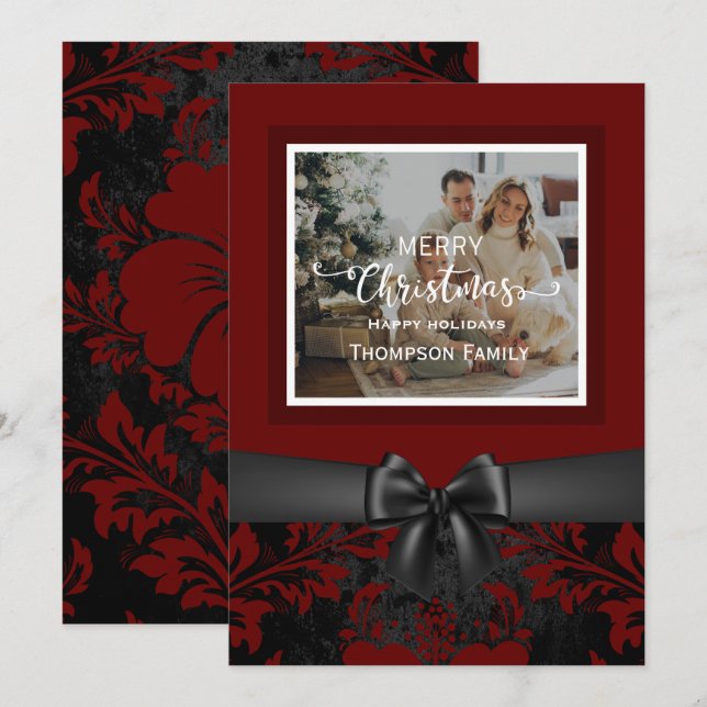 Invitation Joyeux Noël heureux vacances script personnalisé (Devant / Derrière)