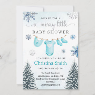Invitation Joyeux Noël hiver Wonderland bébé garçon douche