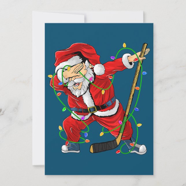 Invitation Joyeux Noël Hockey sur glace Dabbing Santa Claus (Devant)