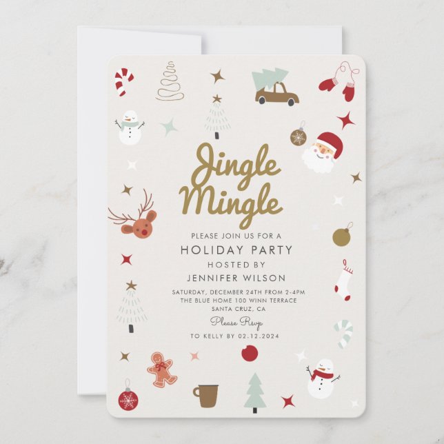 Invitation Joyeux Noël Joyeux Noël Jingle Mingle (Devant)