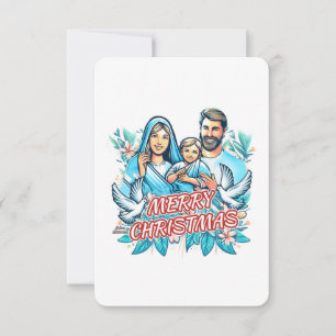 Invitation Joyeux Noël - La Sainte Famille - Nativité