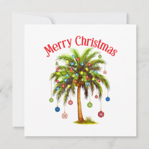 Invitation Joyeux Noël Lumière de palmier tropical hawaïen