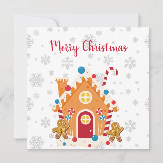 Invitation Joyeux Noël Maison en pain d'épices avec pain d'ép (Devant)