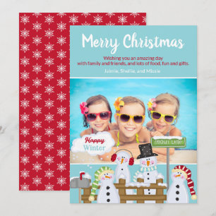 Invitation Joyeux Noël mignon bonhomme de neige de enfants à 