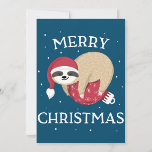 Invitation Joyeux Noël Mignon Paresseux Drôle Santa Femmes Fi