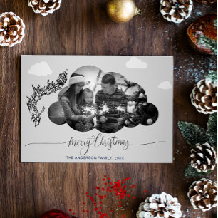 Invitation Joyeux Noël Moderne Nuage Blanc Photo Holliday