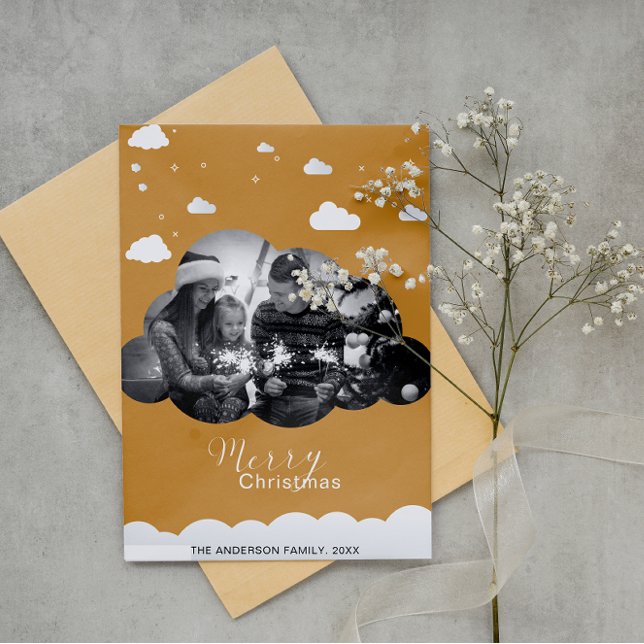 Invitation Joyeux Noël Moderne Nuage Photo Holliday (Créateur téléchargé)