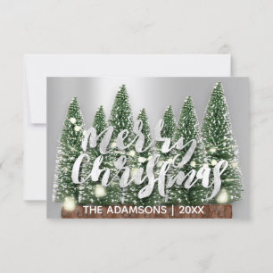 Invitation Joyeux Noël Nom Arbre Rose Lumière Argent