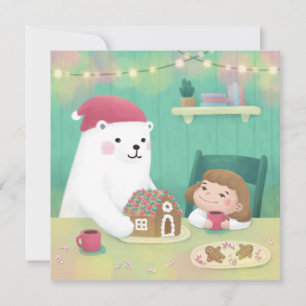 Invitation Joyeux Noël : Ours Polaire & Enfant