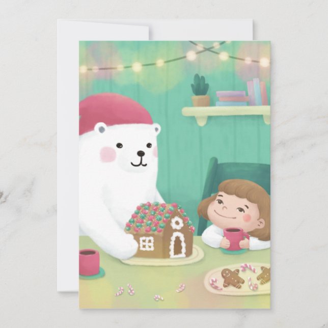 Invitation Joyeux Noël : Ours Polaire & Enfant (Devant)