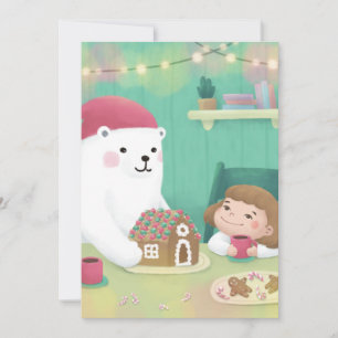 Invitation Joyeux Noël : Ours Polaire & Enfant