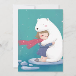 Invitation Joyeux Noël : Ours Polaire & Illustration enfant