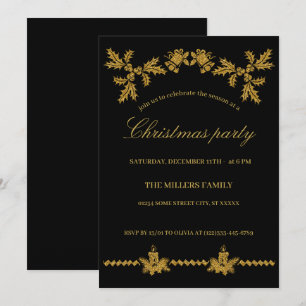 Invitation Joyeux Noël pailleté or, Père Noël