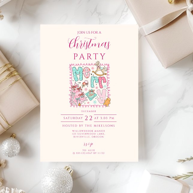 Invitation Joyeux Noël pastel (Créateur téléchargé)