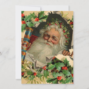 Invitation Joyeux Noël Père Noël Antique classique