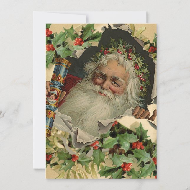 Invitation Joyeux Noël Père Noël Antique classique (Dos)