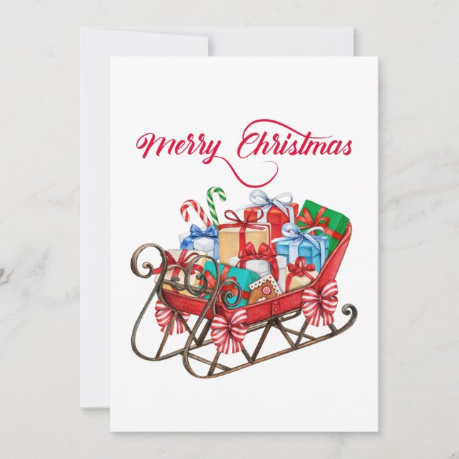 Invitation Joyeux Noël Père Noël Sleigh avec des présents (Devant)