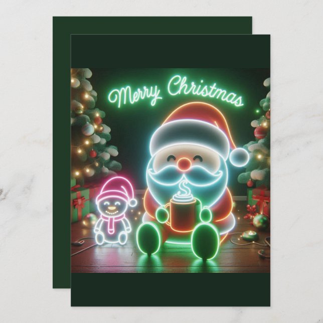 Invitation Joyeux Noël Père Noël Teddy (Devant / Derrière)