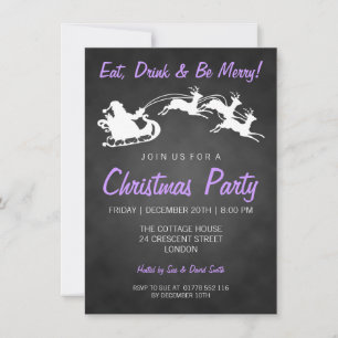 Invitation Joyeux Noël Père Noël violet