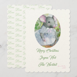 Invitation Joyeux Noël petite souris mignonne