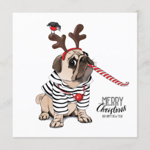 Invitation Joyeux Noël   Renne Pug