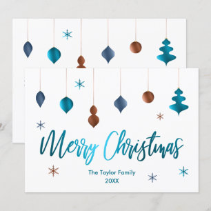 Invitation Joyeux Noël Retro Cuivre Turquoise Décor Marine