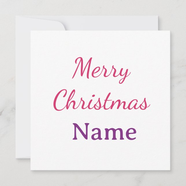 Invitation joyeux noël rose bleu nom simple vacances pas (Devant)