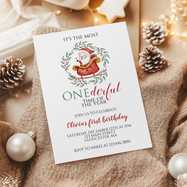 Invitation Joyeux Noël Santa Onederful Premier Anniversaire (Créateur téléchargé)