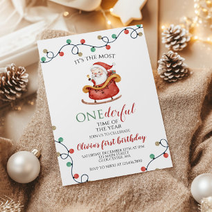 Invitation Joyeux Noël Santa Onederful Premier Anniversaire