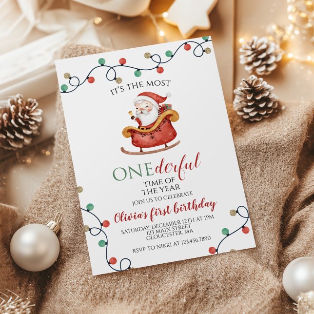 Invitation Joyeux Noël Santa Onederful Premier Anniversaire (Créateur téléchargé)