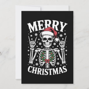 Invitation Joyeux Noël Squelette Chapeau de Père Noël Panneau