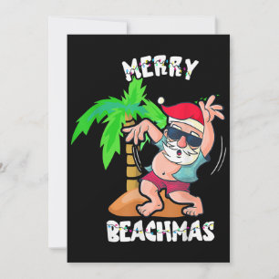 Invitation Joyeux Noël sur la plage en juillet drôle de Santa