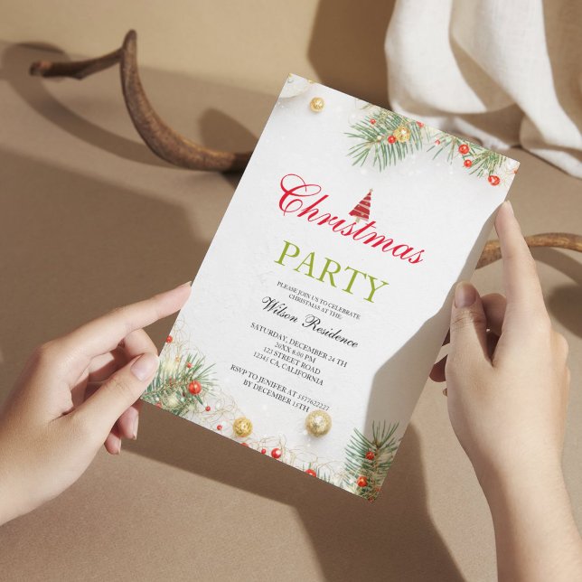 Invitation Joyeux Noël | Typographie Rouge (Créateur téléchargé)