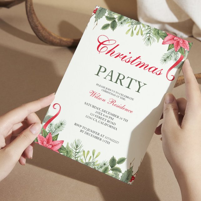Invitation Joyeux Noël | Typographie Rouge (Créateur téléchargé)