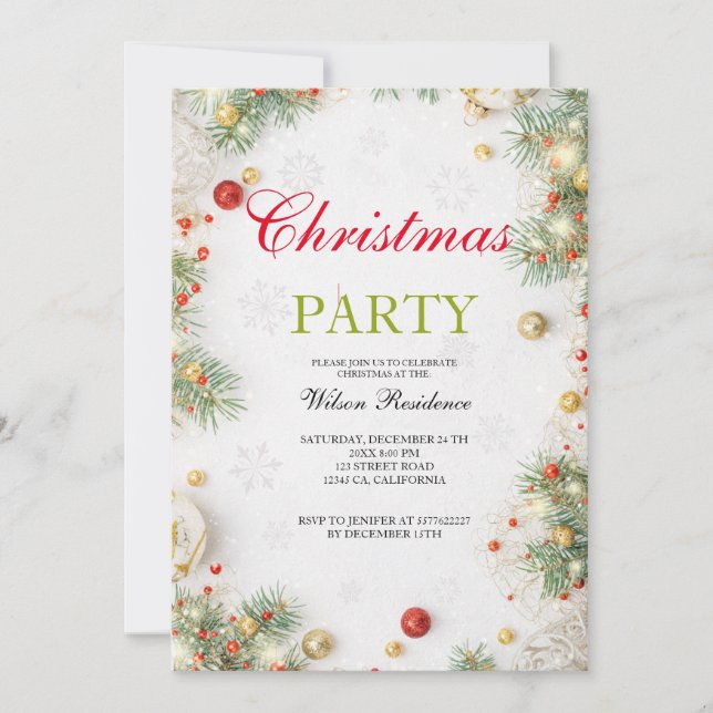 Invitation Joyeux Noël | Typographie rouge (Devant)