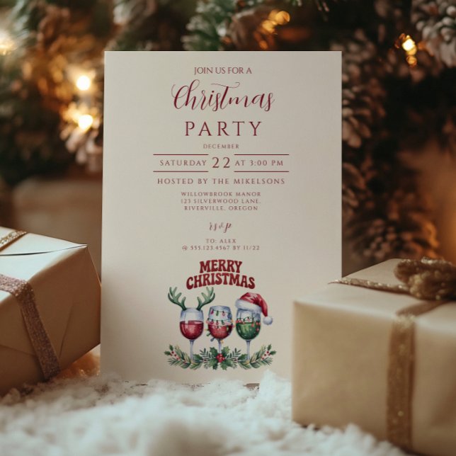 Invitation Joyeux Noël Vin (Créateur téléchargé)