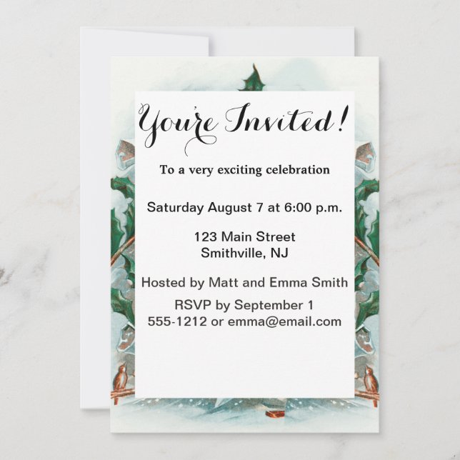 Invitation Joyeux Noël vintage Père Noël Joyeuse salutation (Devant)