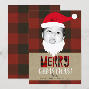 Invitation Joyeux Noël Visage du Père Noël Photo Mignonne Vac
