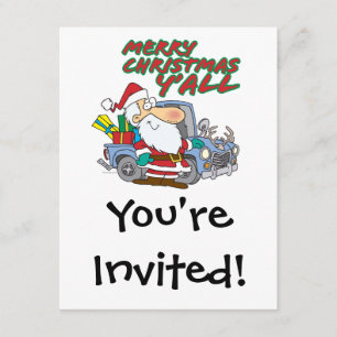 Invitation joyeux noël yall redneck père Noël