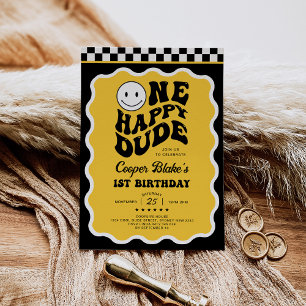 Invitation Joyeux One Happy Dude Boy 1er anniversaire fête