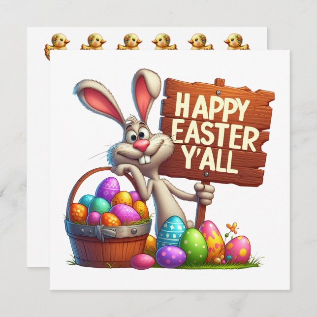 Invitation Joyeux Pâques Y'All (Devant / Derrière)