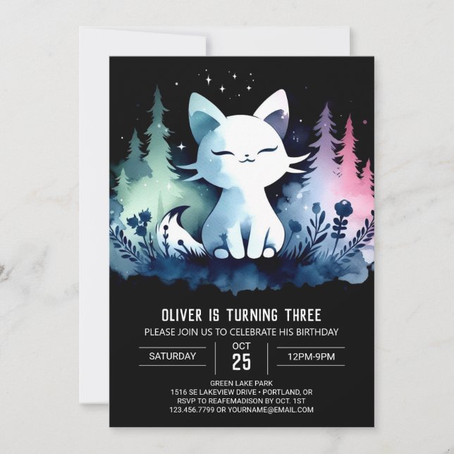 Invitation Joyeux Pastel Chat Anniversaire (Devant)